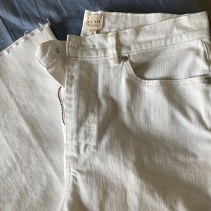 LA VIE Rebecca Taylor white cropped jeans